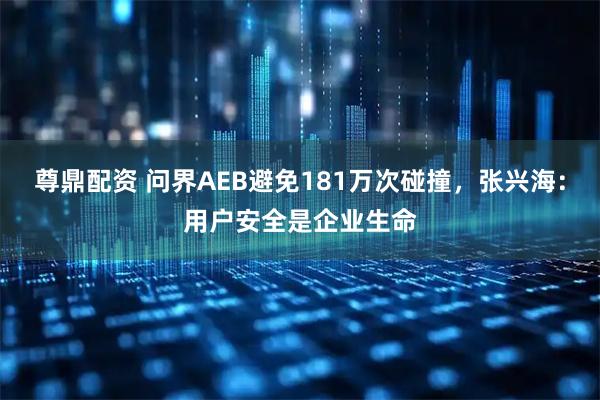 尊鼎配资 问界AEB避免181万次碰撞，张兴海：用户安全是企业生命